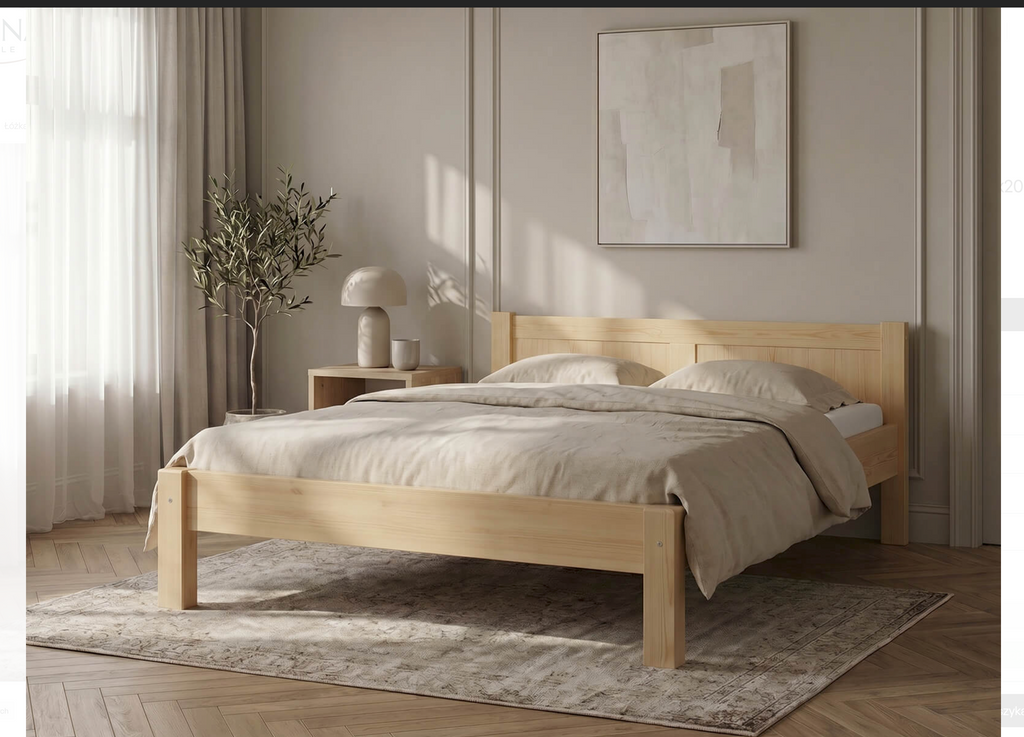 Letto Matrimoniale WIKTORIA King Size 180x200 – 100% Pino Massiccio Naturale