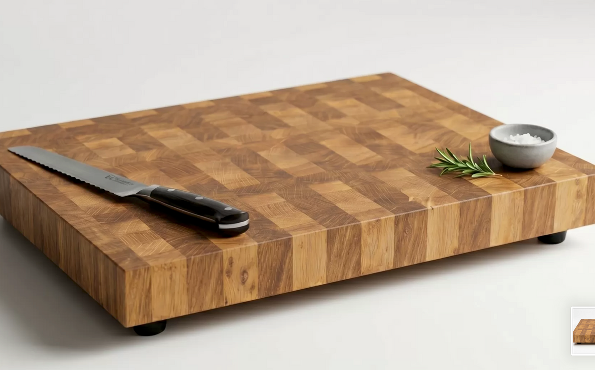 Tagliere Professionale in Legno di Testa di Rovere Massiccio