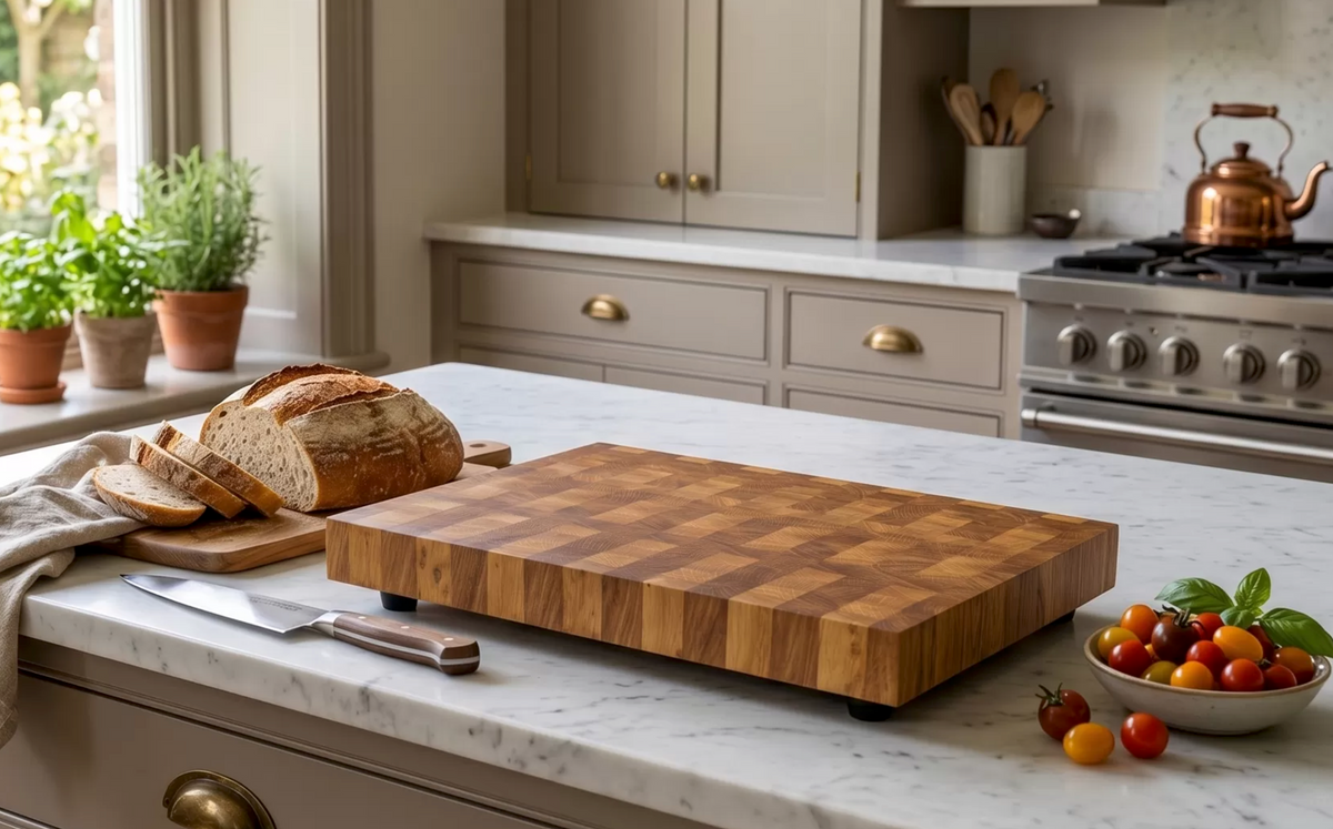 Tagliere Professionale in Legno di Testa di Rovere Massiccio