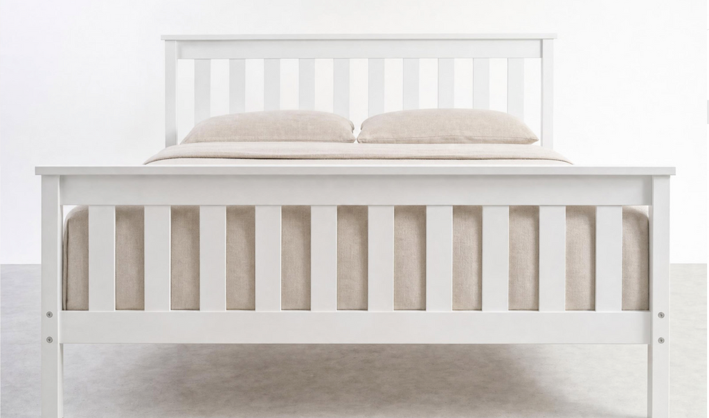 Letto Matrimoniale ALION 160x200 cm in Legno di Pino Massiccio – Bianco