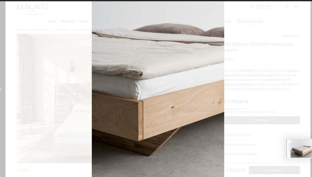 Letto Matrimoniale BERGAMO – Rovere Massiccio Naturale