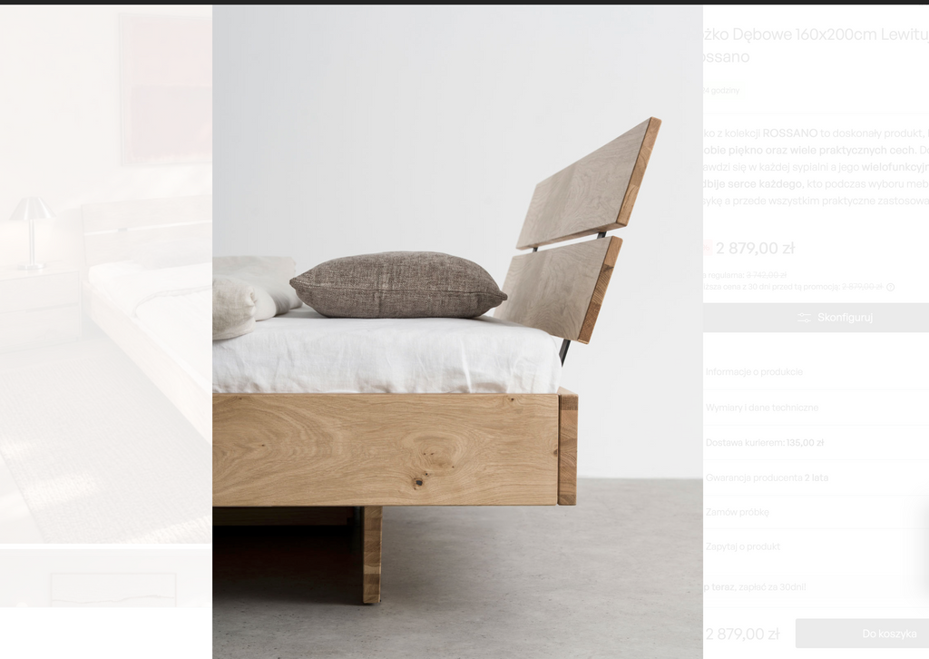 Letto Matrimoniale ROSSANO 160x200 – Rovere Massiccio Naturale