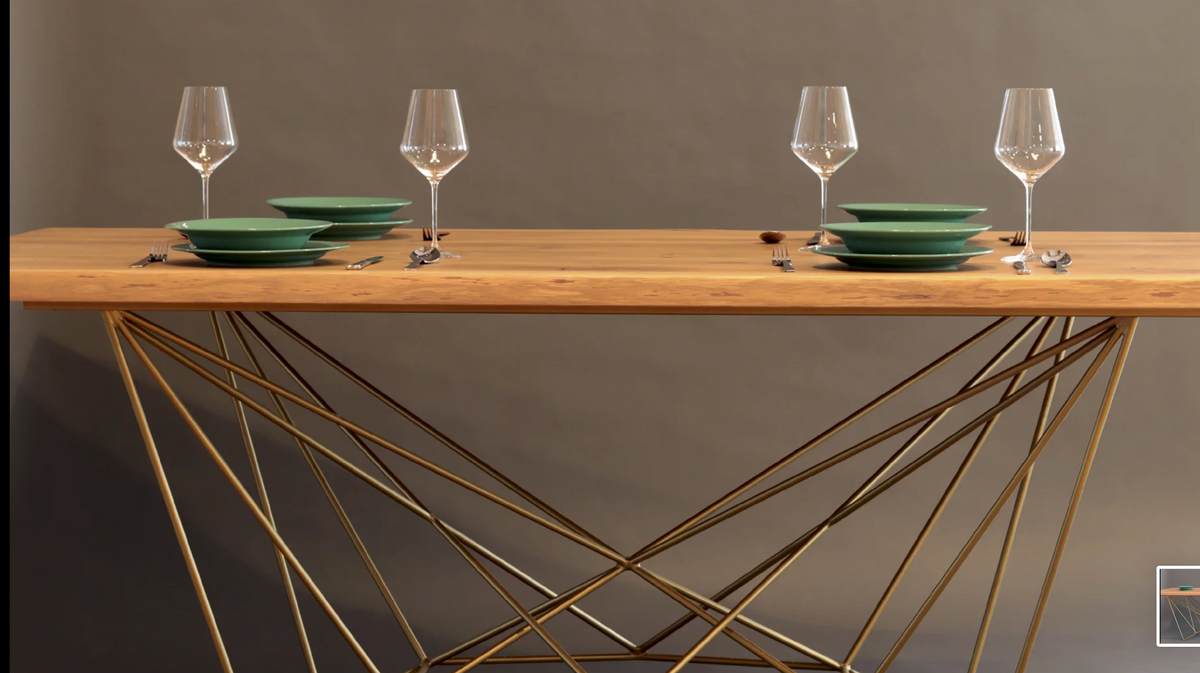 Tavolo di Design con Struttura Geometrica Oro - Modello S_05