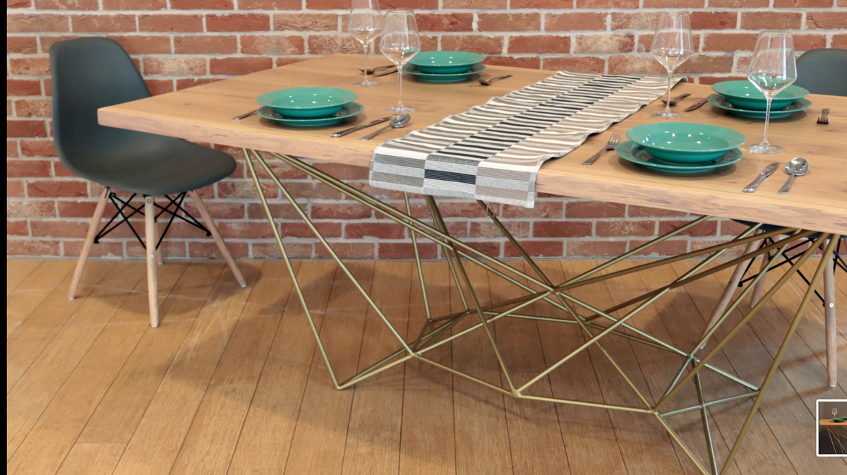 Tavolo di Design con Struttura Geometrica Oro - Modello S_05